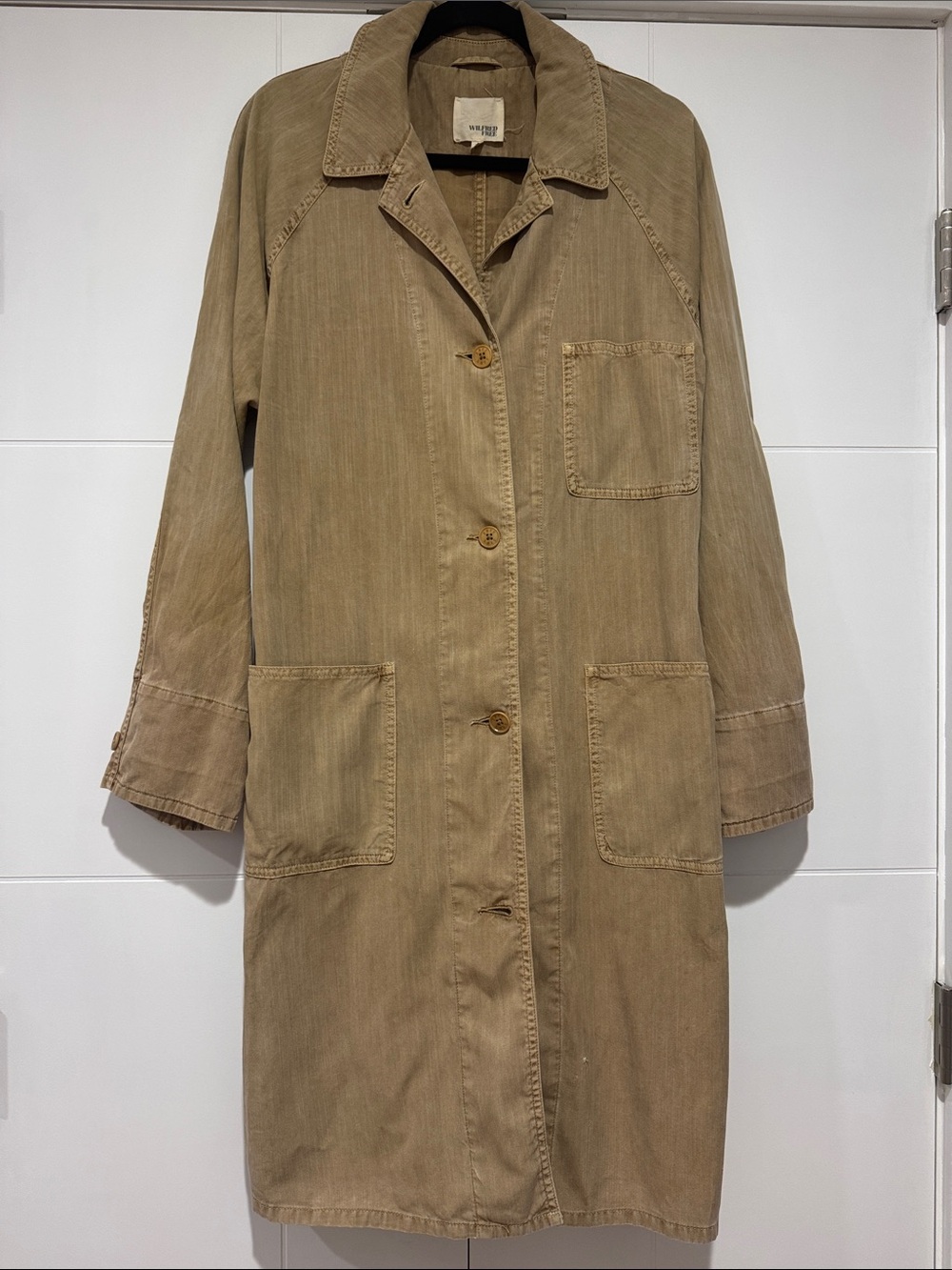 Aritzia Wilfred Free Camel Tan Lightweight Drapey Duster Jacket Coat | MED - Picture 2 of 8
